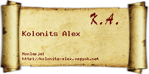 Kolonits Alex névjegykártya