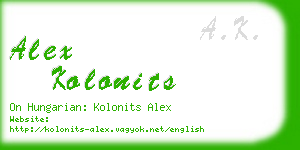 alex kolonits business card